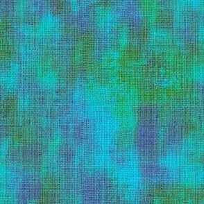 12” repeat Painterly mark making on faux burlap woven texture tree from blender, artistic marks sage green, blue nova, turquoise