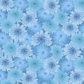 Flower wall overlay in blue