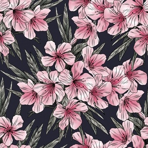 oleander watercolor pattern