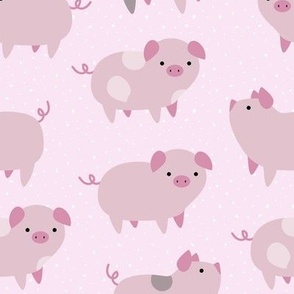 Cute Pink Baby Piglets Pattern & Dots 