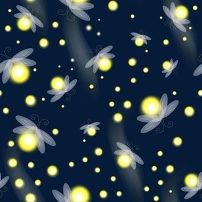 Ethereal Glowing Fireflies at Night Pattern