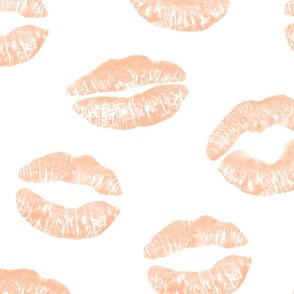 Oversized Lips Kisses Smooches Pattern 1 - Peach Fuzz