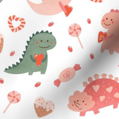 Lovely pink dinosaurs for Valentines day. Hearts, sweets