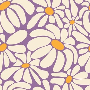 Retro flower -  White chamomiles on purple