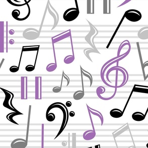 Purple Music Notes Pattern - Large Scale