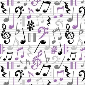 Purple Music Notes Pattern - Small Scale