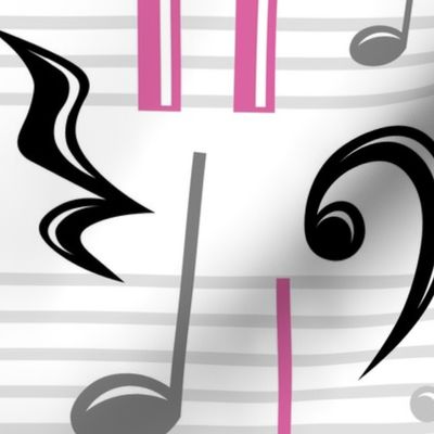 Pink Music Notes Pattern - Large Scale