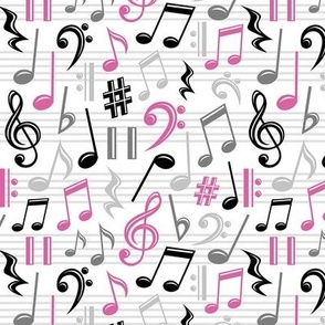 Pink Music Notes Pattern - Small Scale