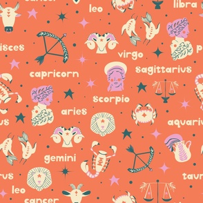 Cosmos with vibrant astrological illustrations