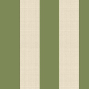 4 inch wide stripe, cabana vertical awning  stripes in green and linen beige.  
