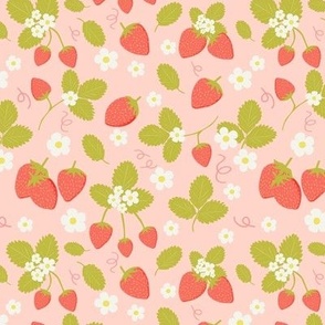 Strawberries  Blossom Twigs Pink strawberry