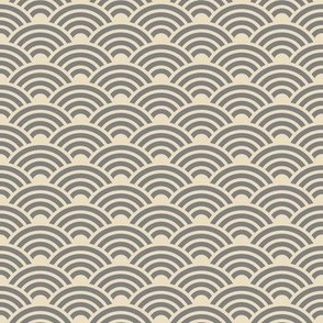 Japanese wave pattern in dark sage and cream