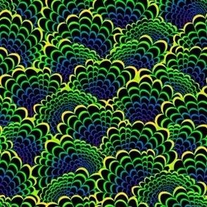 M Abstract Animal - Oceanic Rainbow Waves - Green Blue Coral Reef on deep Black (Neon Black) - Mermaid Tail - Dragon Scales - Lizard Skin - Rainbow Fish - Snake Dragon
