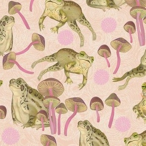 Leap Frog ★ Girly Hoppy Toads in Mushrooms - Medium Peach Pink