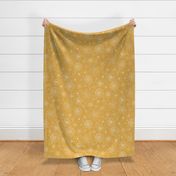 XL Mustard Retro Flowers – 1960s and 1970's Floral, mustard gold yellow (24" repeat- flw17)