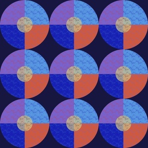 Geometric Textured Retro circle pattern on Dark Blue background