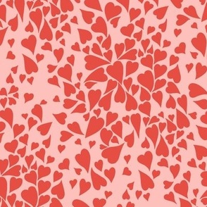 Medium Scale // Heart Clusters - red hearts on carnation pink background 