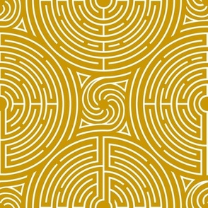 Labyrinth and spiral in white and yellow