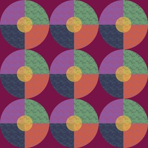 Geometric Textured Retro circle pattern on magenta background