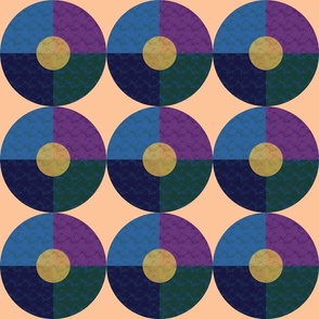 Geometric Textured Retro circle pattern on peach fuzz background