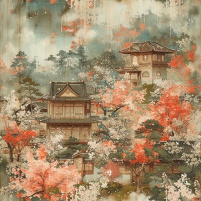 Japanese hanami Edo sakura landscape