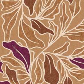 Warm Block Print Leaves