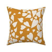 Jumbo XL Scale // Heart Clusters - white hearts on warm mustard gold background 