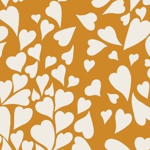 Large Scale // Heart Clusters - white hearts on warm mustard gold background 