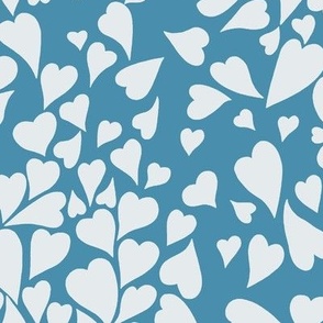 Larger Scale // Heart Clusters - white hearts on cornflower blue background 