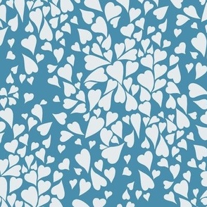 Medium Scale // Heart Clusters - white hearts on cornflower blue background 