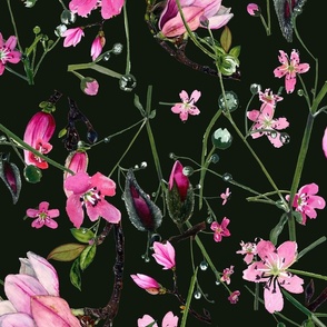 Pink magnolias (dark green)