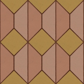 Warm Minimalism Desert Colors Crystal & Diamond Checkard Tiles