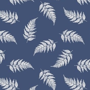Small Scale Forest Ferns in Elegant Blue