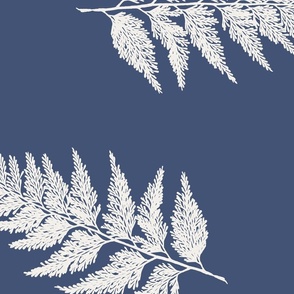Jumbo Scale Forest Ferns in Blue