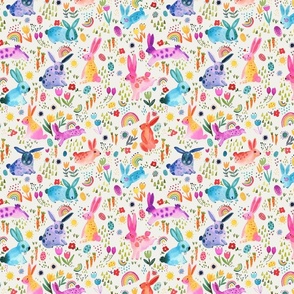 Easter Forest in spring - Colorful kids bunnies and rabbits floral - Multicolor easter Green - Small