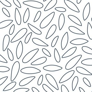 Graphic leaves, blue on white - large scale.