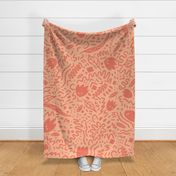 Squiggly floral in peach fuzz, abstract modern leaves, flowers and squiggles
