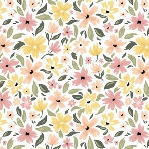 Small Spring Floral on White