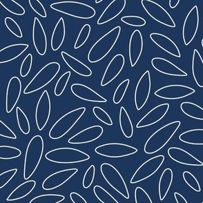 Graphic leaves, white on blue - large scale.
