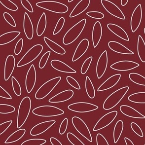 Graphic leaves, light gray on burgundy - large scale.