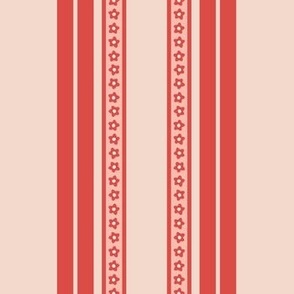 Small Daisy Flower Ribbon Stripes in Vibrant Grenadine Red on Girly Soft Pink