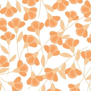Orange Florals - Flowers - Nature - Botanicals - Monochromatic - Floral Wallpaper - Kitchen Wallpaper - Bathroom Wallpaper - Apricot - Garden