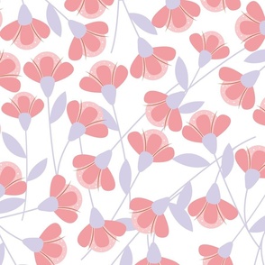 Lavender and Pink Florals - Flowers - Nature - Botanicals - Floral Wallpaper - Kitchen Wallpaper - Bathroom Wallpaper - Garden