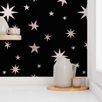 Stars in Rose Gold and Black -Star Pattern - Shiny Stars
