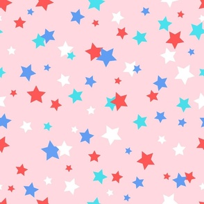 Fourth of July Stars-pink, 4th of July, July 4th, Red White and Blue, Patriotic, Blender