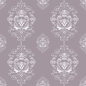 Damask White on Purple Mauve