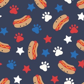 medium hot dogs / stars & paws / navy