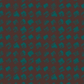 MICRO - Rustic paint stroke squares in a diamond checker pattern with an organic feel - emerald on russet 