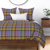 Large scale Pretty tartan plaid checkers in warm pinks, denim blues, mustard and green - for apparel, home décor, wallpaper, tablecloths, duvet covers and curtains.