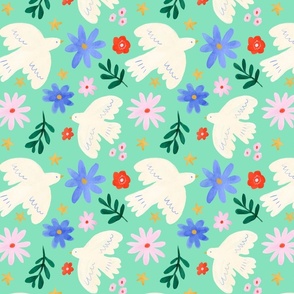 Peace Doves_Green_Small Print